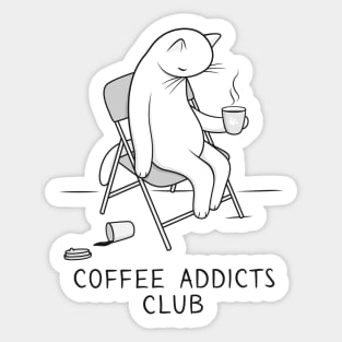 Join the White Cat at the coffee addicts club Sticker